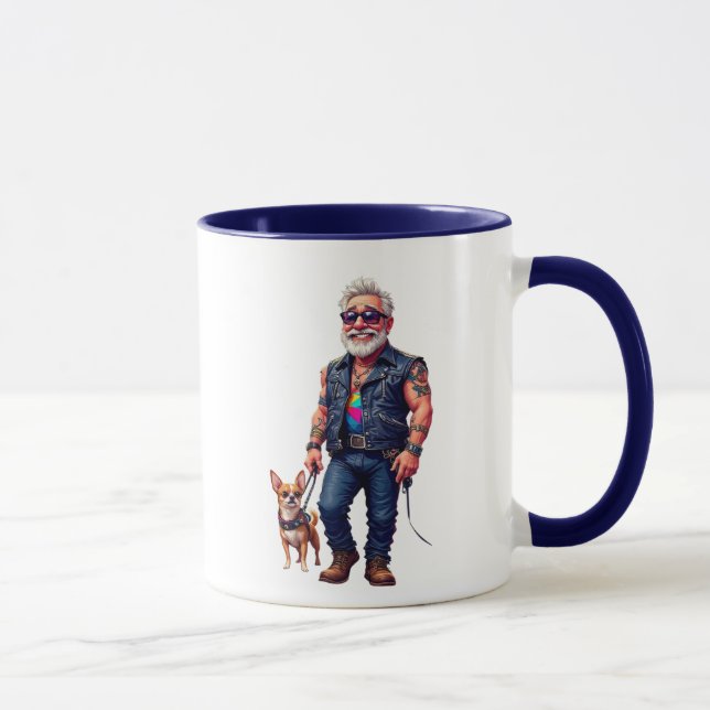 Taza Papi rocker stylé avec son petit chien rigolo. (Derecha)