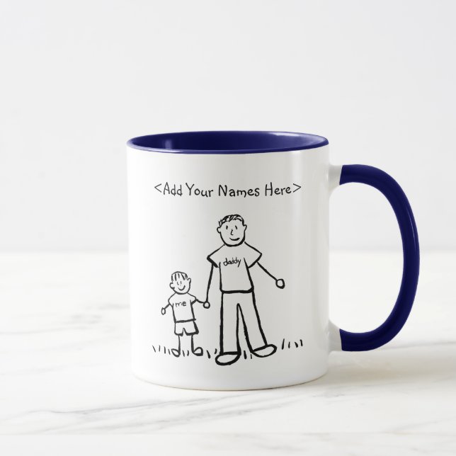 Taza Papi y yo Pequeño Niño Mug (Nombres personalizados (Derecha)