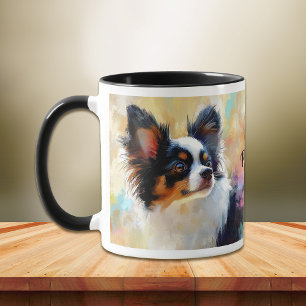 Taza Papillon Dog Paint Impressionista