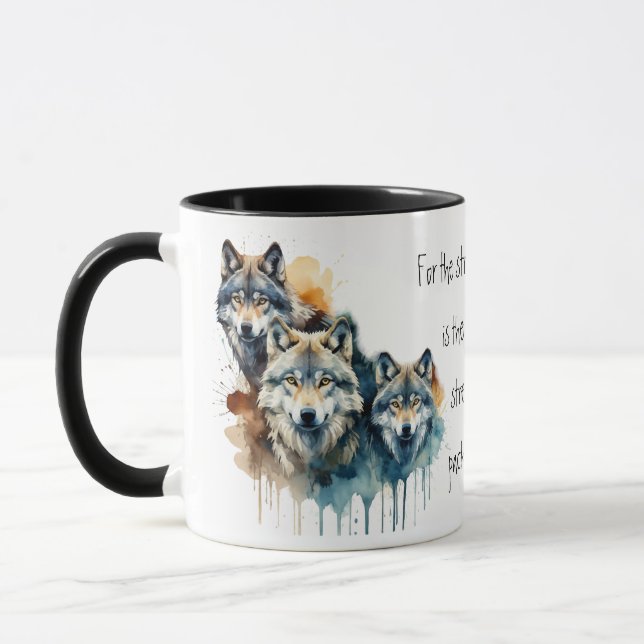 Taza Paquete de fuerza de cita Inspiradora de lobo fami (Izquierda)