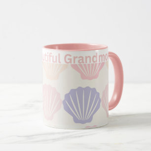 Taza para abuela, asa rosa taza de cerámica, Gran