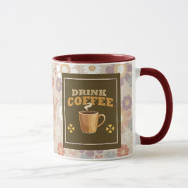 Taza para beber café – Patrón estético floral gran