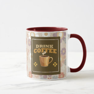 Taza para beber café – Patrón estético floral gran