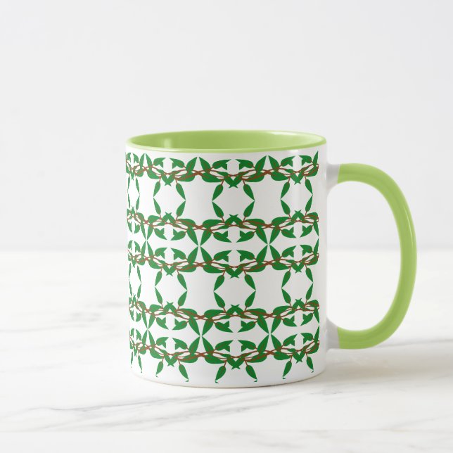 Taza para café y té con patrón de rama verde (Derecha)
