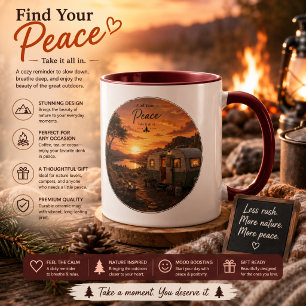 Taza para campamento de puesta de sol rústica 'Enc