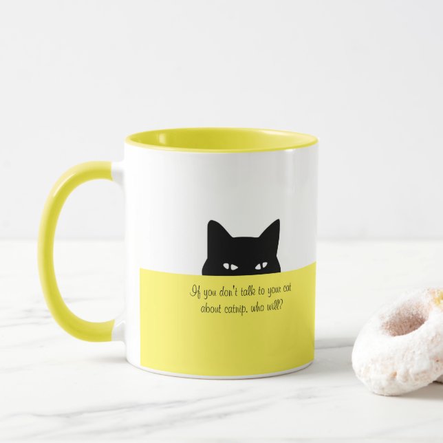 Taza para hablar con tu gato Sneaky Cat Amarillo (Con donut)
