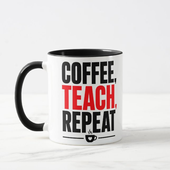 Taza para maestros Coffee Teach Repeat – Taza dive (Izquierda)