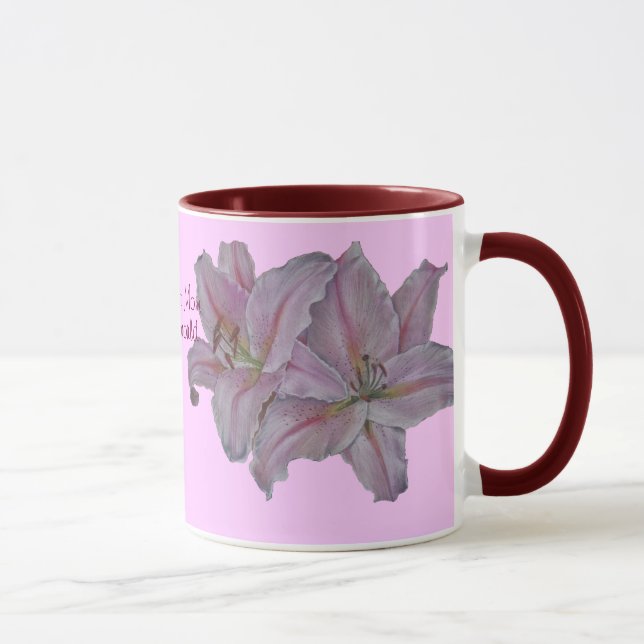 Taza Para mamá liles flores rosadas florales (Derecha)