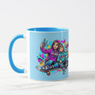 Taza para Mamá y Hijo Patinadores: Nombre Personal