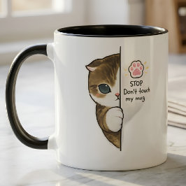Taza "Para No Toques Mi Taza" Lindo Gatito Espiando