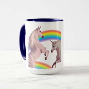 Taza para parejas de unicornios arcoíris con nombr