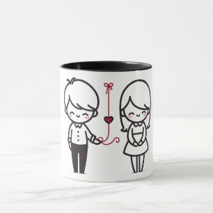 Taza para parejas linda "Conectados por el amor"