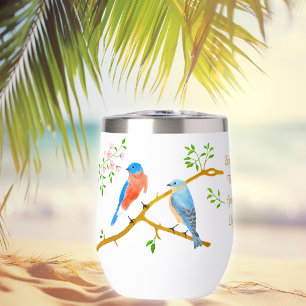 Taza para vino blanco de pájaros azules