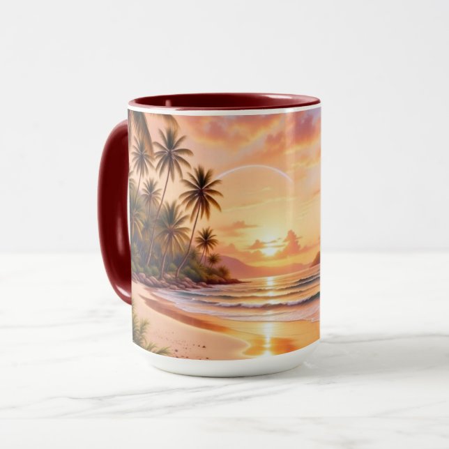 Taza Paraíso de Isla Tropical y Arcoíris Vibrante de At (Anverso izquierdo)