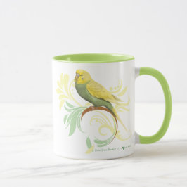 Taza Parakeet verde en colores pastel