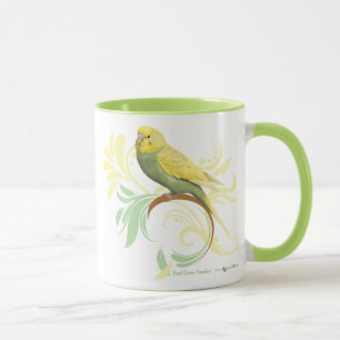 Taza Parakeet verde en colores pastel