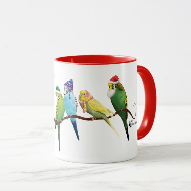 Taza Parakeets y Cockatiels del navidad (Anverso derecho)