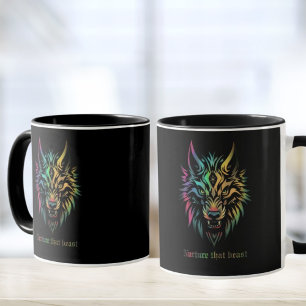 Taza Parche de lobo tribal - "Enfermedad que bestia"