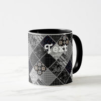 Parche monochromo negro gris blanco patchwork qui