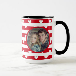Taza Pareja Amor Corazones Stripe   Foto día de San Val