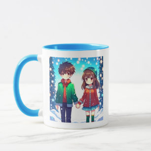 Taza Pareja de Anime Adorable Nuestra Primera Navidad
