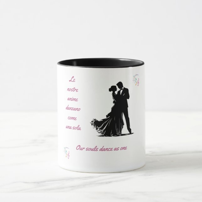 Taza Pareja de baile bilingüe romántico (Centro)