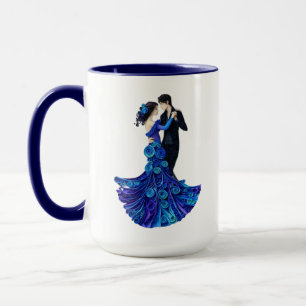 Taza Pareja de baile elegante Arte de quilling en papel