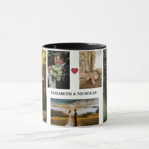 Taza Pareja de fotos de bodas con nombres de pareja Mug