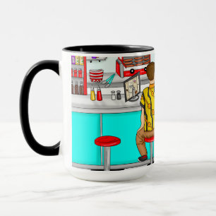 Taza Pareja de los años 1950 sosteniendo manos en la ce