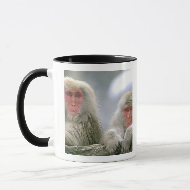 Taza Pareja de monos de nieve, macaco japonés, (Izquierda)
