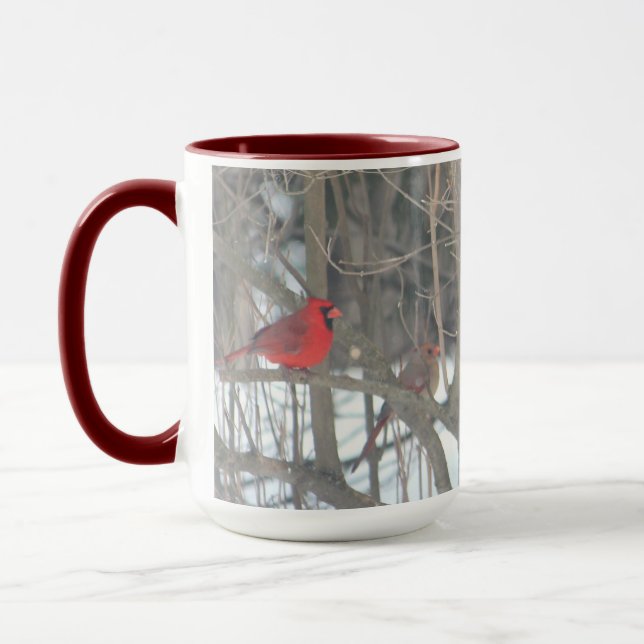 Taza Pareja De Navidades De Cardenales Rojos Mug (Izquierda)