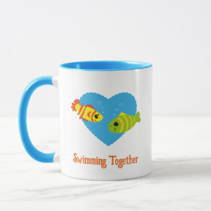Taza Pareja de peces nadando juntos personalizados con