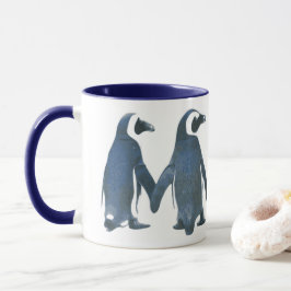 TAZA PAREJA DE PENGUINA CON MANOS
