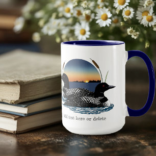 Taza Pareja de somormujos Lago Azul al Atardecer Fauna 