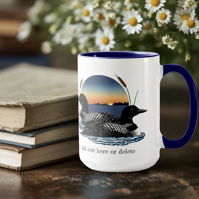 Taza Pareja de somormujos Lago Azul al Atardecer Fauna  (Subido por el creador)