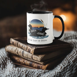 Taza Pareja de somormujos Lago Azul al atardecer Fauna