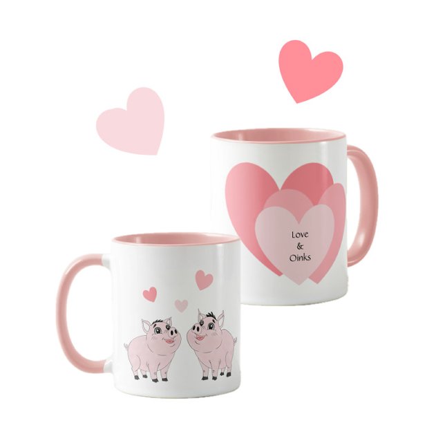 Taza Pareja linda de cerdito rosa (Subido por el creador)