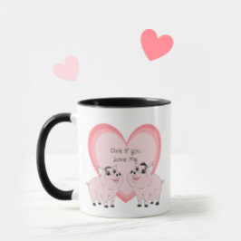 Taza Pareja linda de cerdito rosa