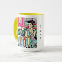 Pareja retro de los años 1950 en Diner