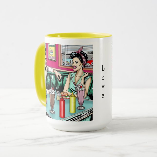 Taza Pareja retro de los años 1950 en Diner (Anverso izquierdo)