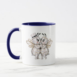 Taza Pareja Romántica Bodas de Abejas Lindas