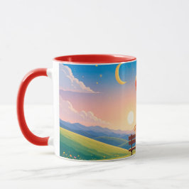 Taza Pareja sentada en un banco con título de amor