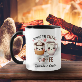Taza Parejas divertidas y cortas "Crema para mi café"