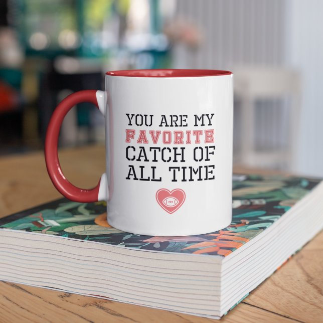 Taza Parejas El día de San Valentín de fútbol personali (Personalized football Valentine's Day couples Mug)