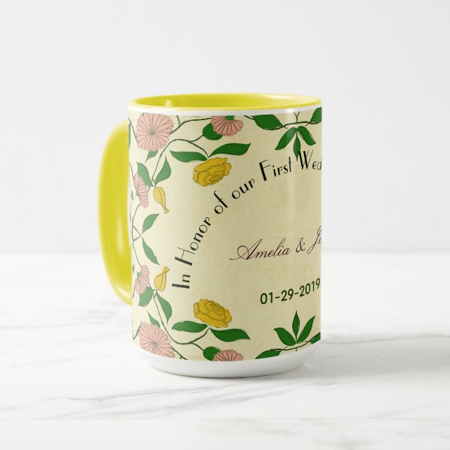 Taza Parejas Personalizadas Primer Aniversario Boda (Anverso izquierdo)