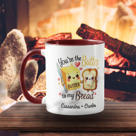 Taza Parejas personalizadas recortan "Mantequilla a mi 
