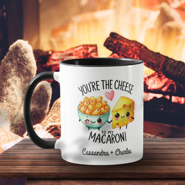 Taza Parejas Personalizado gracioso "Queso a mi Macaron (Couples Funny Custom "Cheese to My Macaroni" Mug)