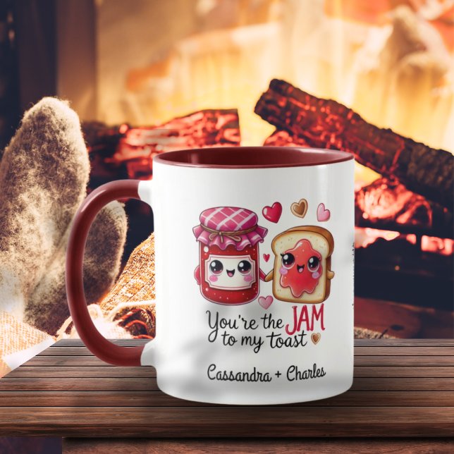 Taza Parejas personalizados Cita graciosa "Atasco a mi  (Custom Couples Funny Quote "Jam to My Toast" Mug)