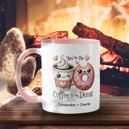 Taza Parejas ricas personalizadas "Café a mi donut"