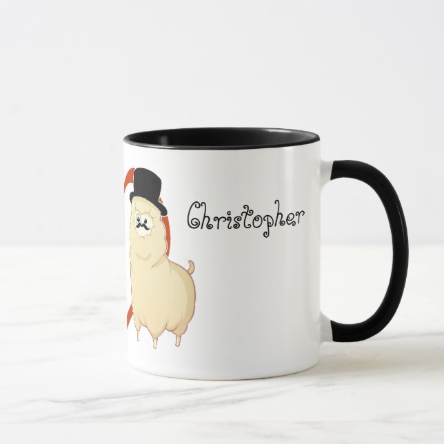 Taza Pares de lujo lindos de la alpaca con nombres (Derecha)